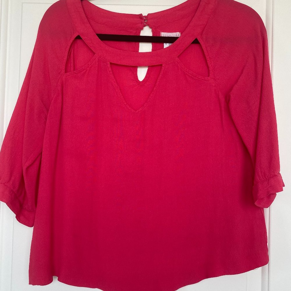 Pink 3/4 Cut Out Blouse